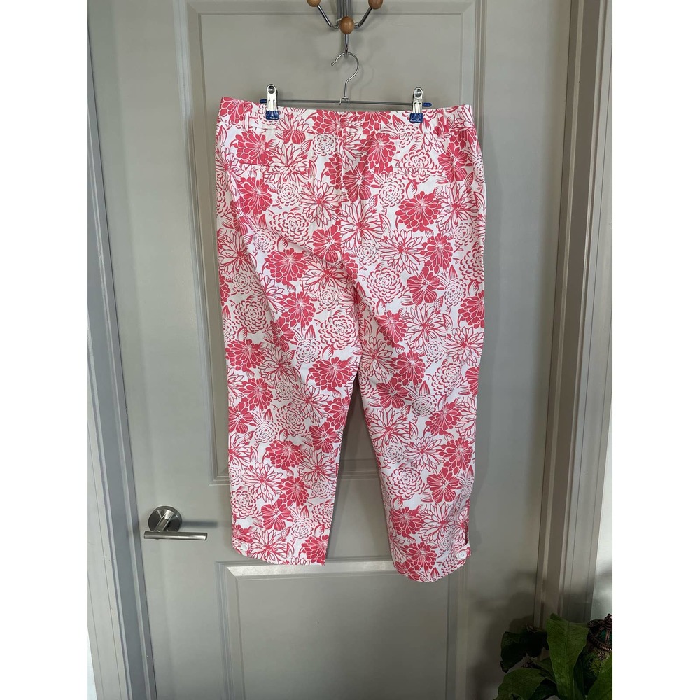 NWT Talbots Women's The Perfect Skimmer Cotton Pink Floral Pants Sz 14 - Picture 7 of 8
